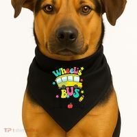 Back To School Funny The WHEELS On The BUS USA-Made Doggie Bandana thumb 1