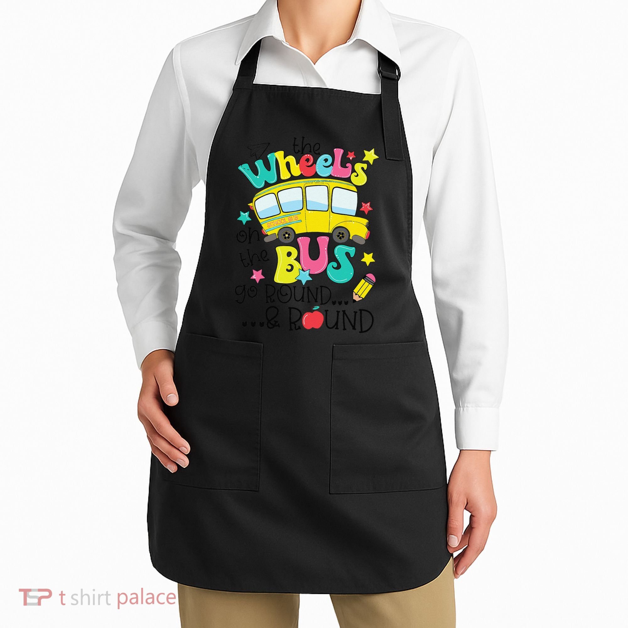 Back To School Funny The WHEELS On The BUS Apron