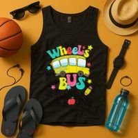 Back To School Funny The WHEELS On The BUS Tank Top thumb 4