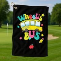 Back To School Funny The WHEELS On The BUS Golf Towel thumb 1