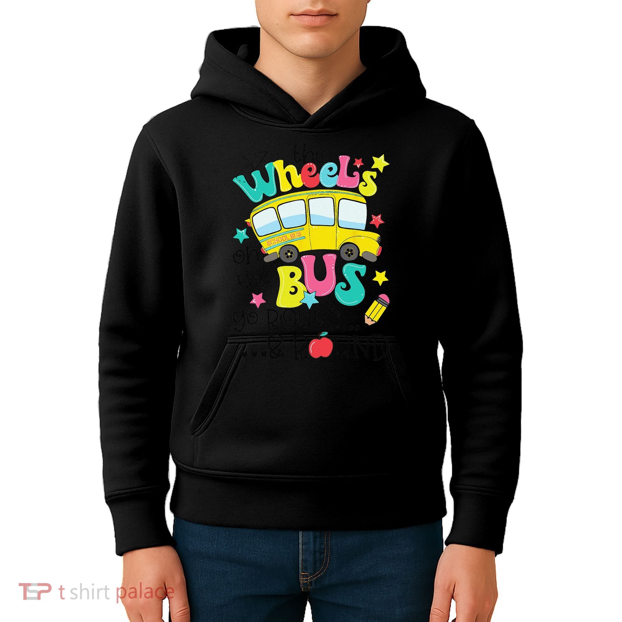 Back To School Funny The WHEELS On The BUS Kids Hoodie