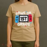 Back To School Game On 1st Grade Funny Gamer T-Shirt thumb 4