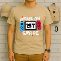 Back To School Game On 1st Grade Funny Gamer T-Shirt thumb 6
