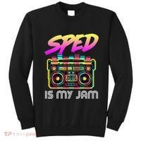 Back To School Retro Sped Is My Jam 80s Teacher Boombox Sweatshirt thumb 0