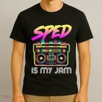 Back To School Retro Sped Is My Jam 80s Teacher Boombox T-Shirt thumb 3