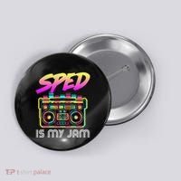 Back To School Retro Sped Is My Jam 80s Teacher Boombox Button thumb 0