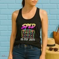 Back To School Retro Sped Is My Jam 80s Teacher Boombox Women's Tank Top thumb 2