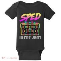 Back To School Retro Sped Is My Jam 80s Teacher Boombox Baby Bodysuit thumb 0