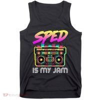Back To School Retro Sped Is My Jam 80s Teacher Boombox Tank Top thumb 0