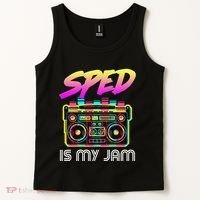 Back To School Retro Sped Is My Jam 80s Teacher Boombox Tank Top thumb 2
