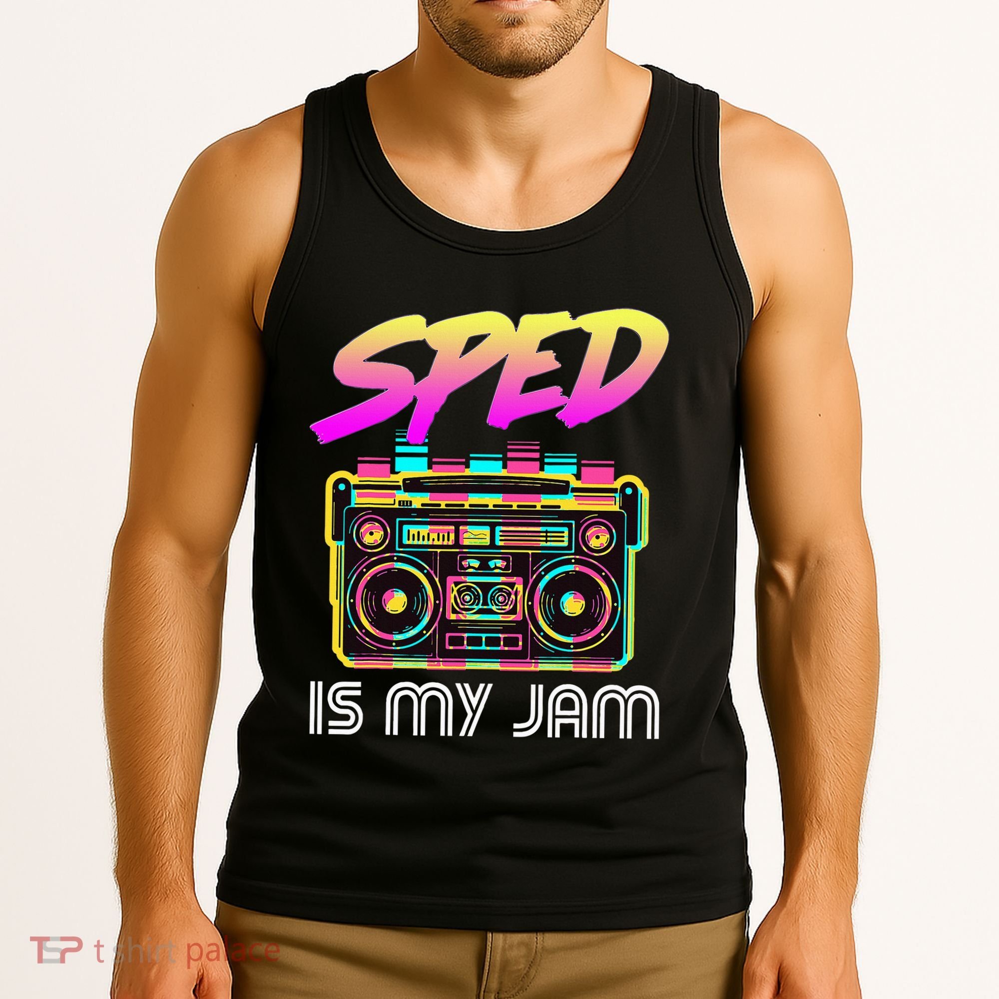 Back To School Retro Sped Is My Jam 80s Teacher Boombox Tank Top