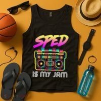 Back To School Retro Sped Is My Jam 80s Teacher Boombox Tank Top thumb 4