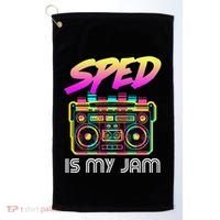 Back To School Retro Sped Is My Jam 80s Teacher Boombox Golf Towel thumb 0