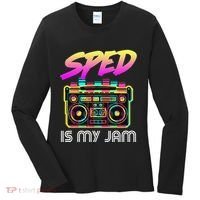 Back To School Retro Sped Is My Jam 80s Teacher Boombox Women's Long Sleeve Shirt thumb 0