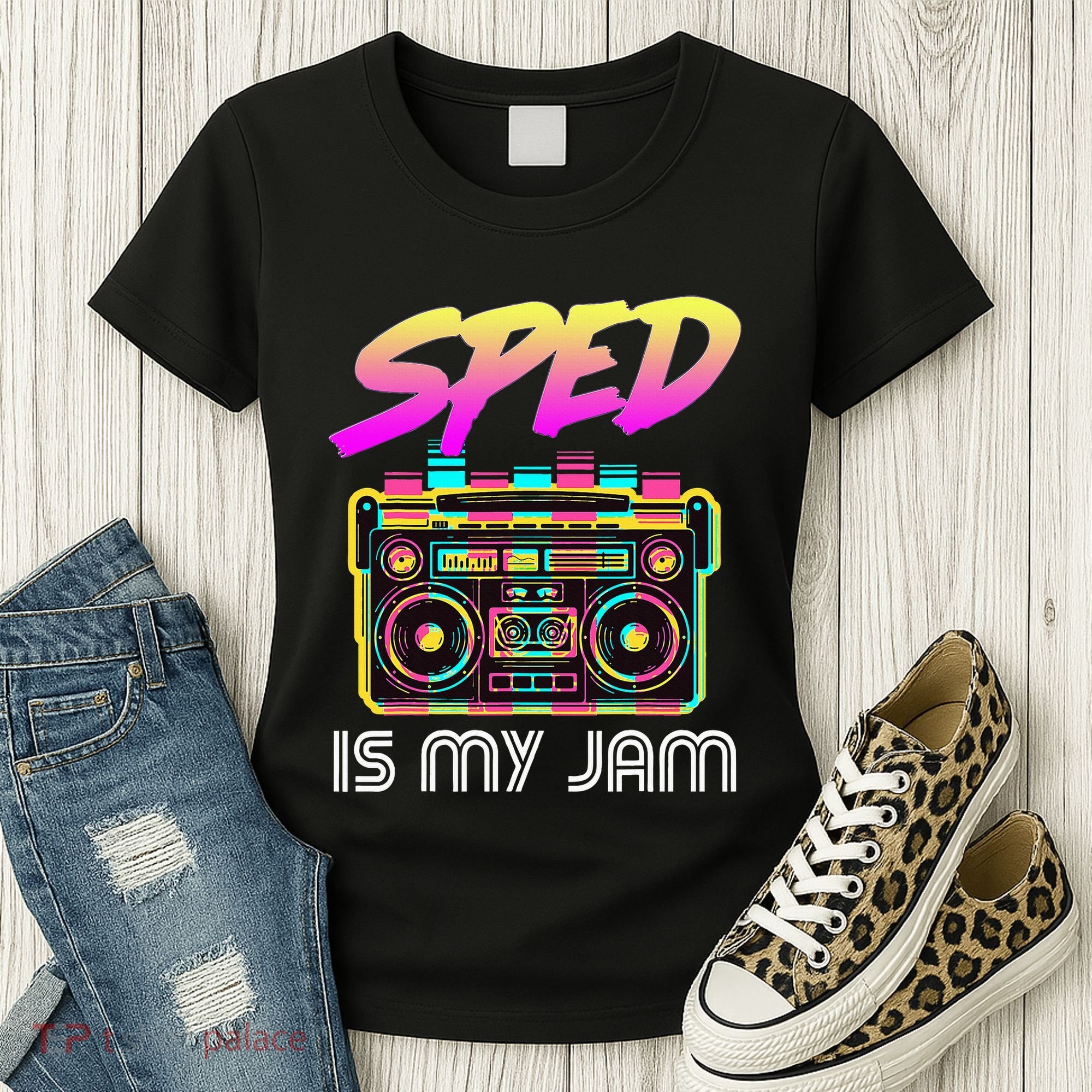 Back To School Retro Sped Is My Jam 80s Teacher Boombox Women's T-Shirt