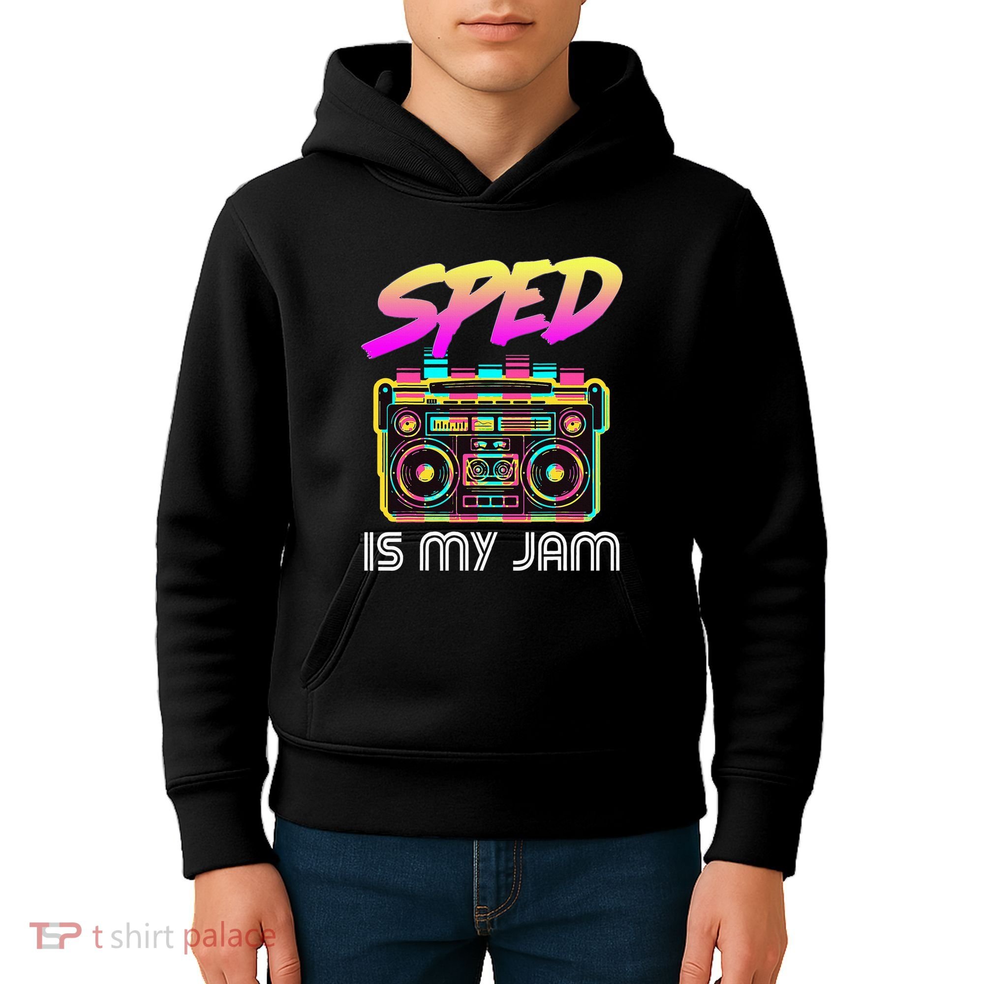 Back To School Retro Sped Is My Jam 80s Teacher Boombox Kids Hoodie