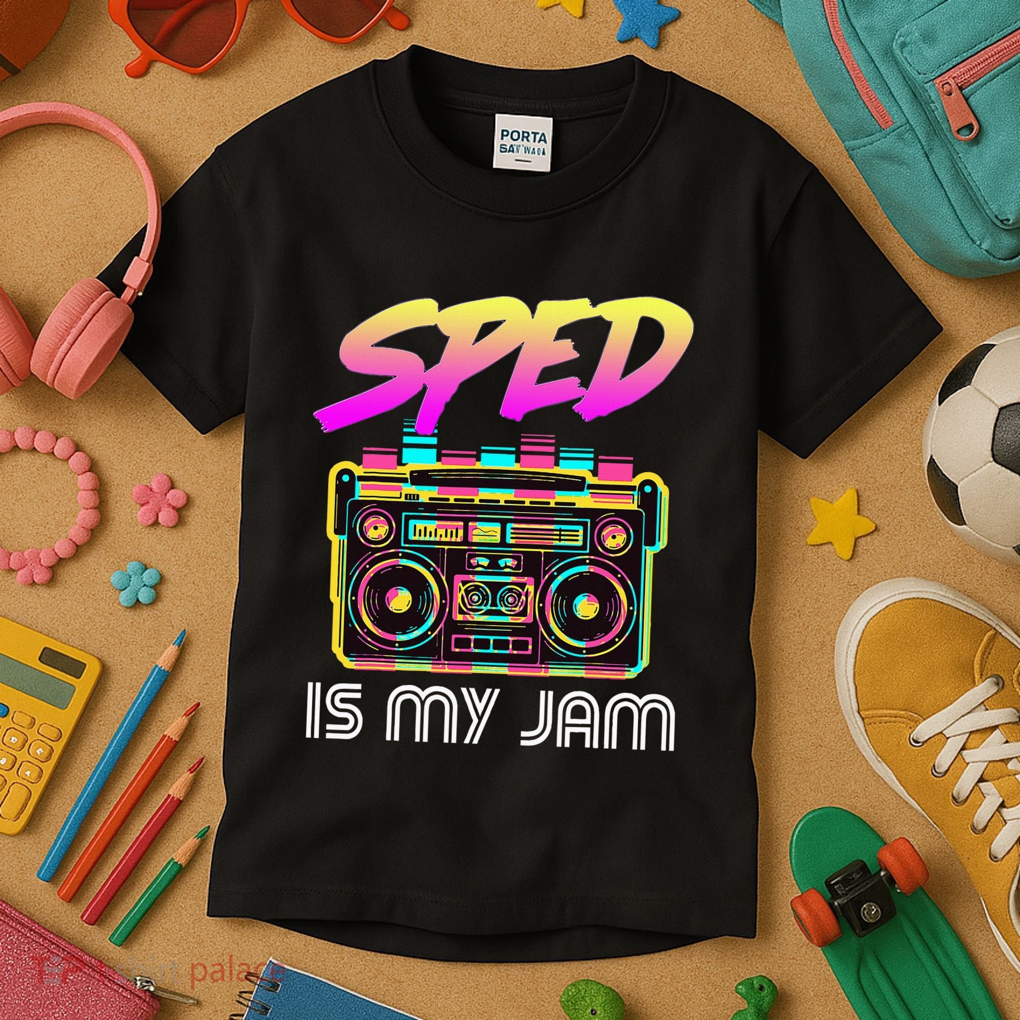 Back To School Retro Sped Is My Jam 80s Teacher Boombox Kids T-Shirt