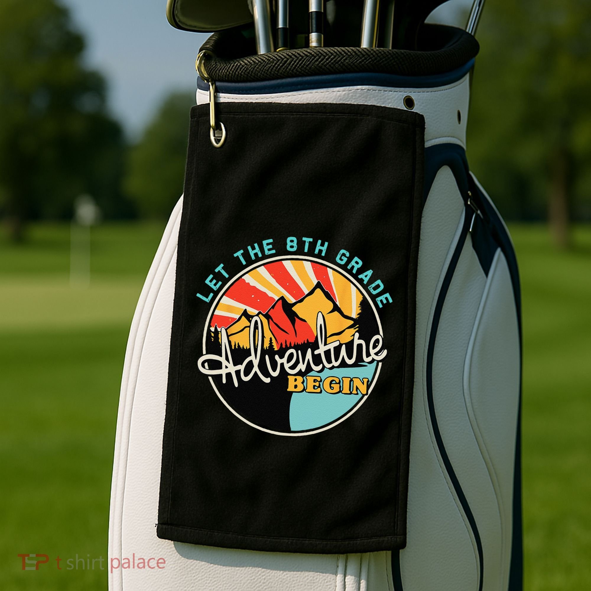Back To School Funny Let The 8th Grade Adventure Begin Golf Towel