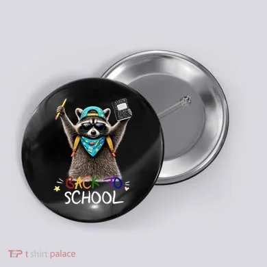 Back To School Raccoon Button