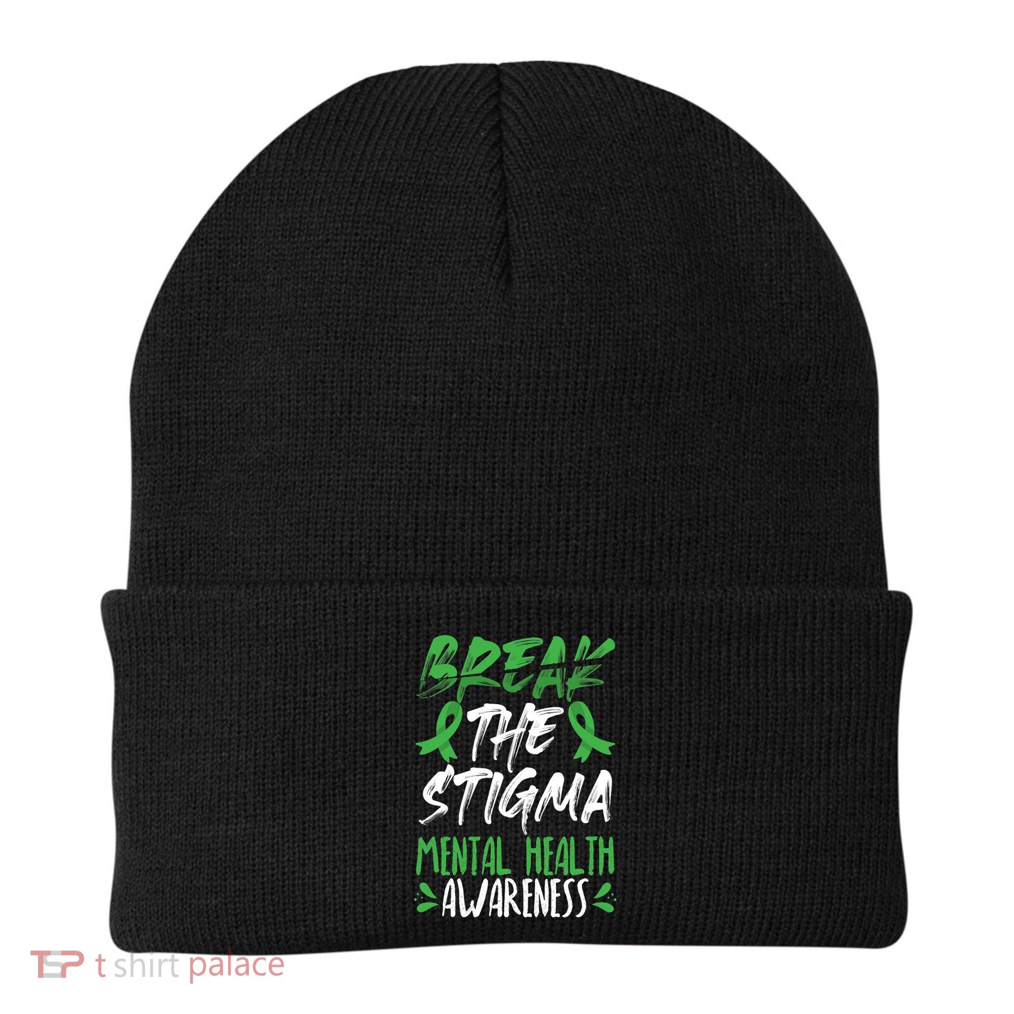 Break The Stigma Green Mental Health Awareness Beanie