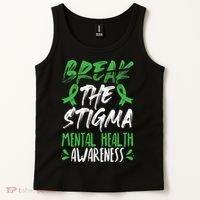 Break The Stigma Green Mental Health Awareness Tank Top thumb 2