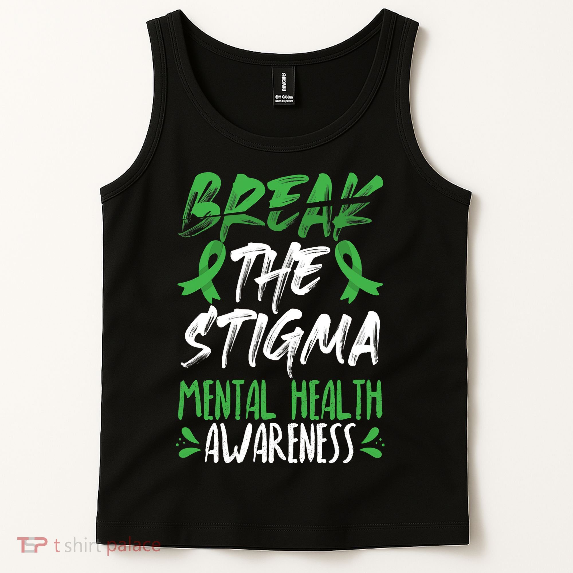 Break The Stigma Green Mental Health Awareness Tank Top