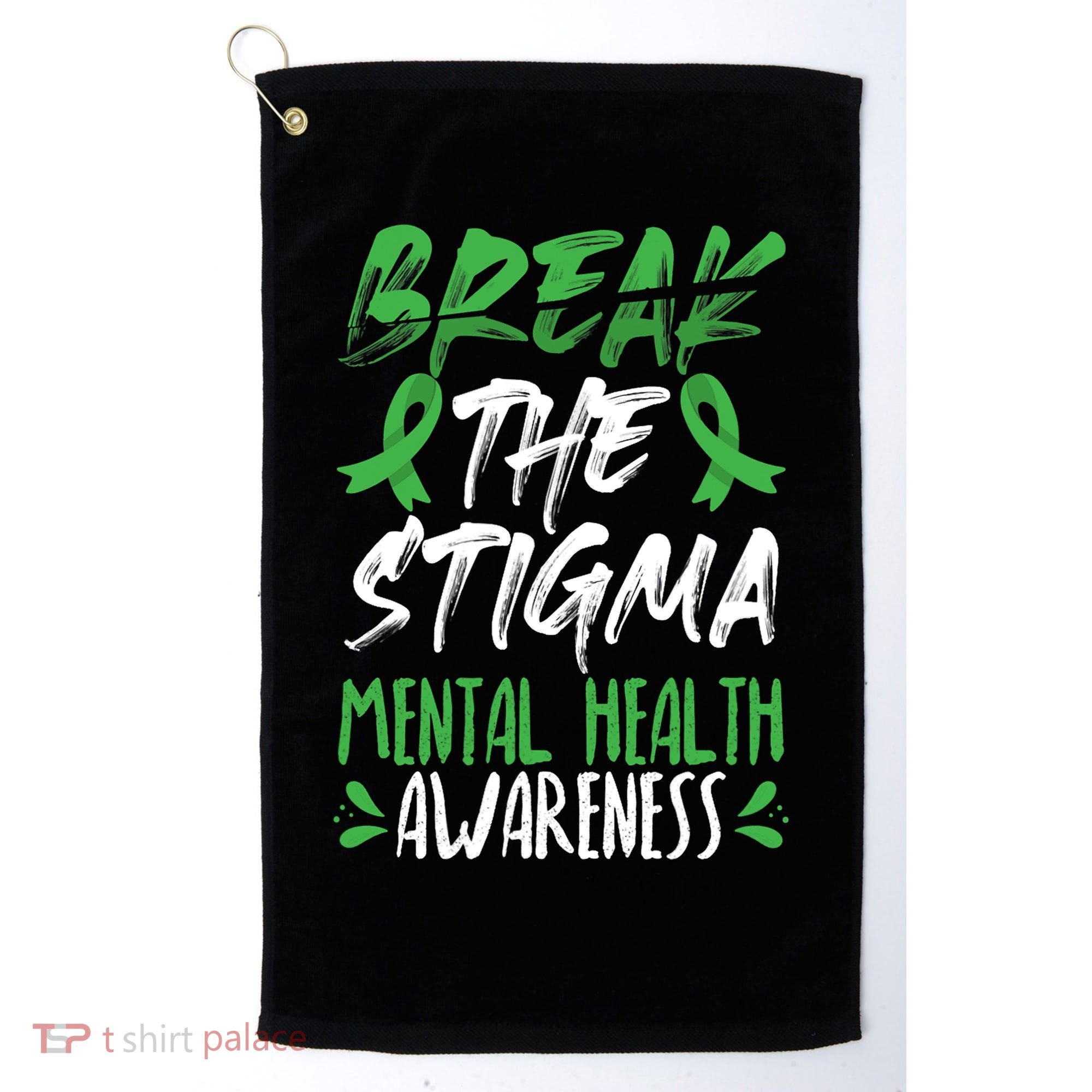 Break The Stigma Green Mental Health Awareness Golf Towel