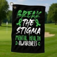 Break The Stigma Green Mental Health Awareness Golf Towel thumb 1