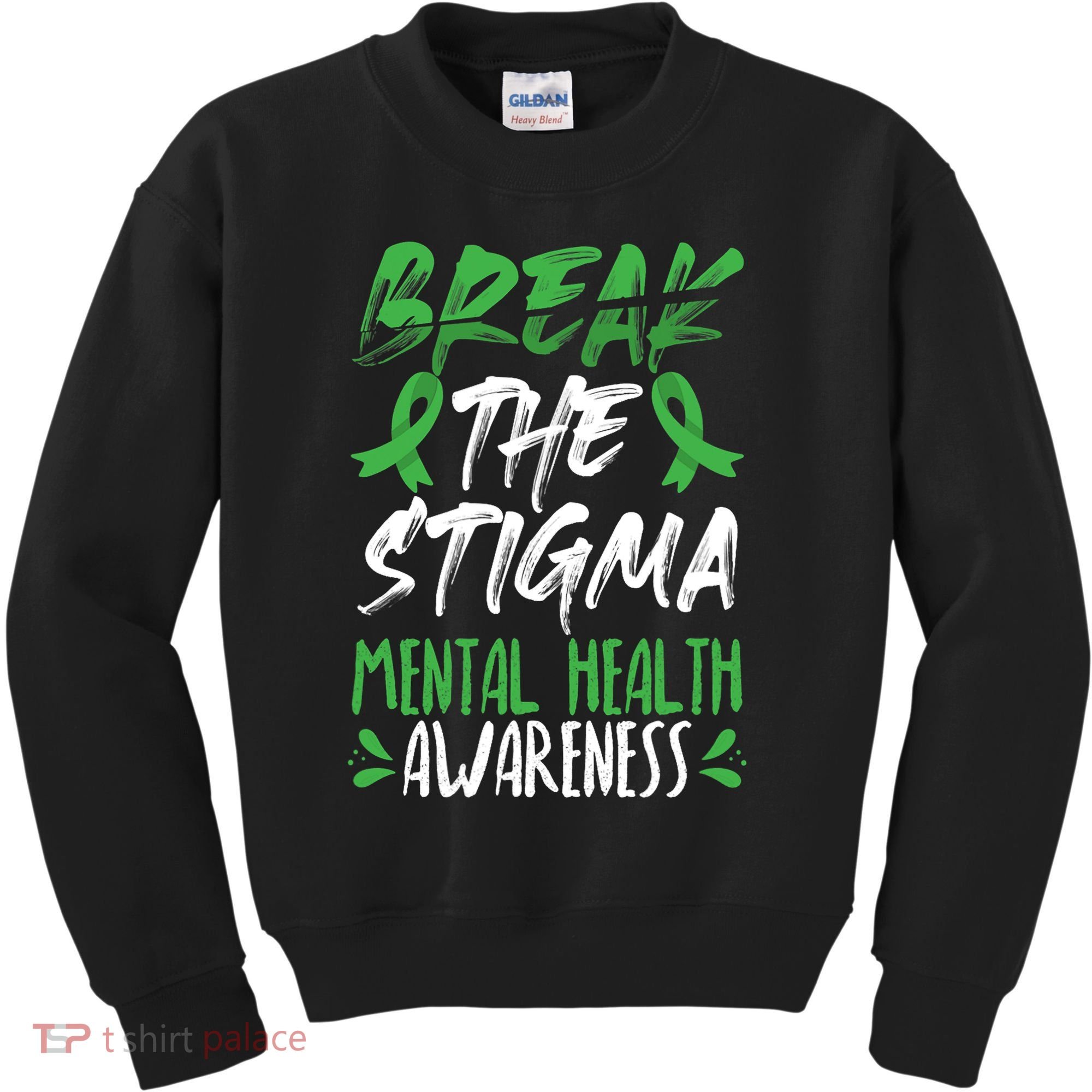 Break The Stigma Green Mental Health Awareness Kids Sweatshirt