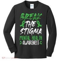 Break The Stigma Green Mental Health Awareness Kids Long Sleeve Shirt thumb 0