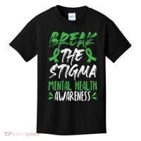 Break The Stigma Green Mental Health Awareness Kids T-Shirt thumb 0