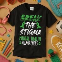Break The Stigma Green Mental Health Awareness Kids T-Shirt thumb 3