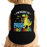 Back To School I'm Ready To Crush First Grade Dinosaur Doggie Tank thumb 0