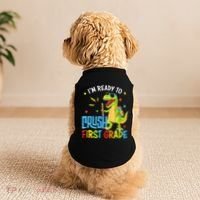 Back To School I'm Ready To Crush First Grade Dinosaur Doggie Tank thumb 2