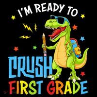 Back To School I'm Ready To Crush First Grade Dinosaur Sweatshirt thumb 3
