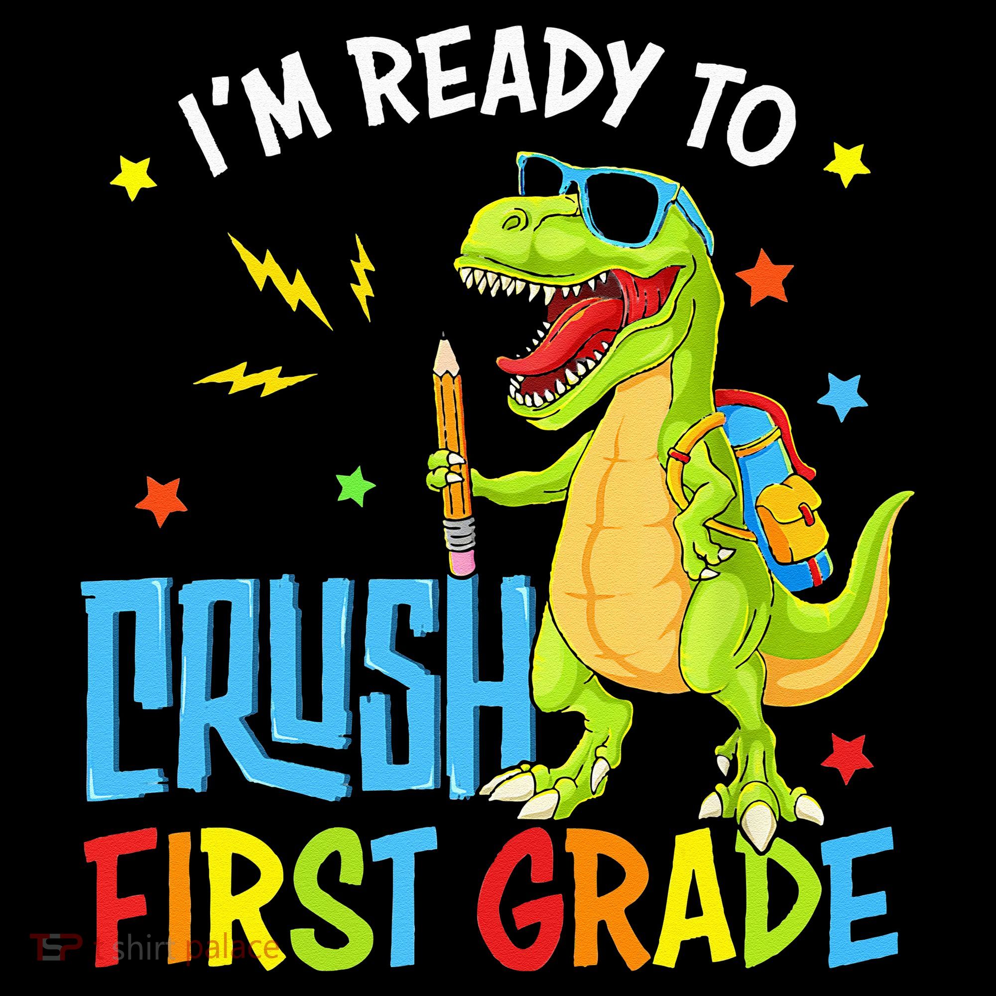 Back To School I'm Ready To Crush First Grade Dinosaur Sweatshirt