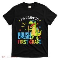 Back To School I'm Ready To Crush First Grade Dinosaur T-Shirt thumb 0