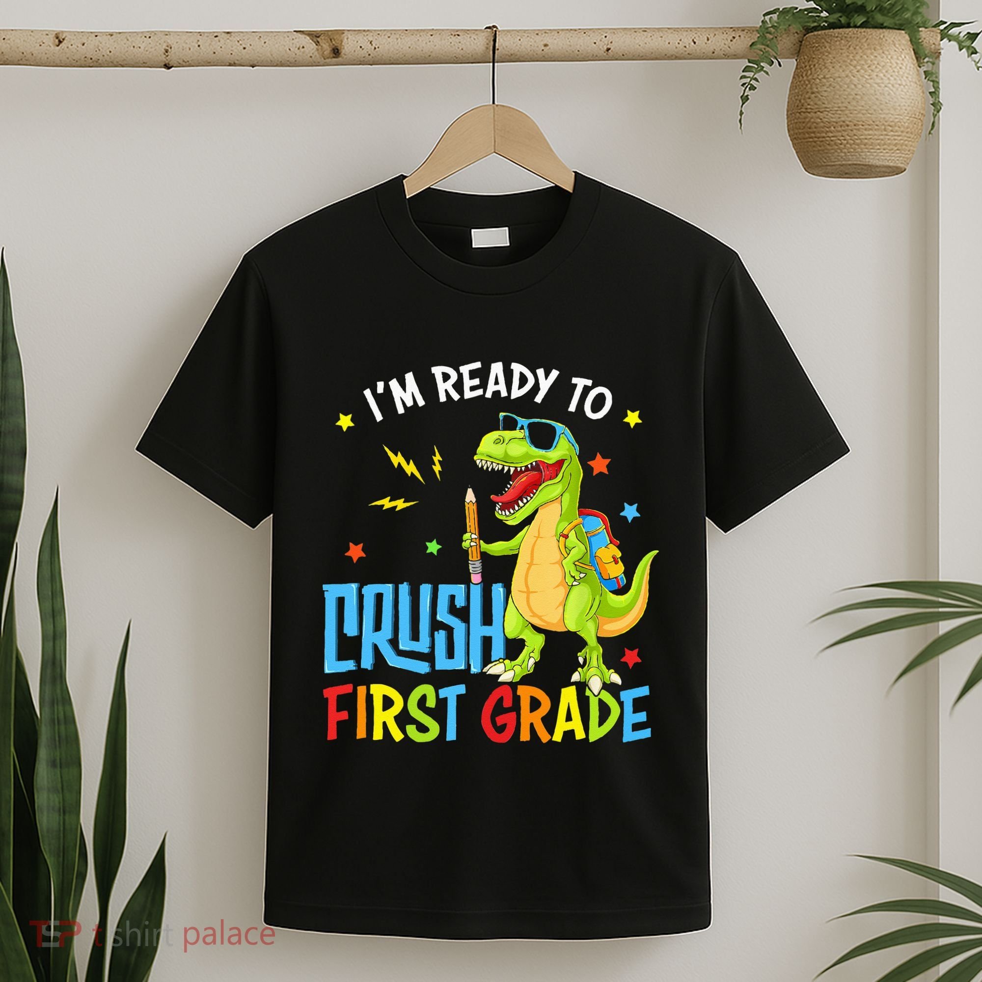 Back To School I'm Ready To Crush First Grade Dinosaur T-Shirt