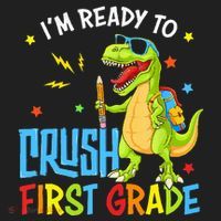 Back To School I'm Ready To Crush First Grade Dinosaur Beanie thumb 2