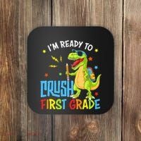 Back To School I'm Ready To Crush First Grade Dinosaur Coaster thumb 0