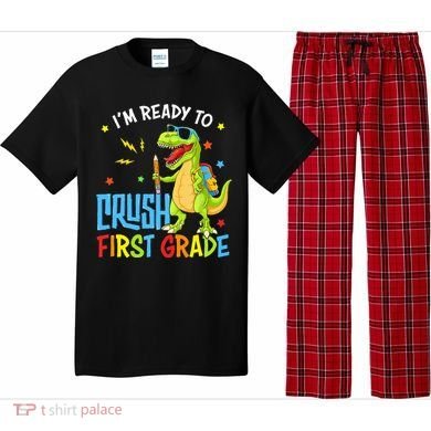 Back To School I'm Ready To Crush First Grade Dinosaur Pajama Set