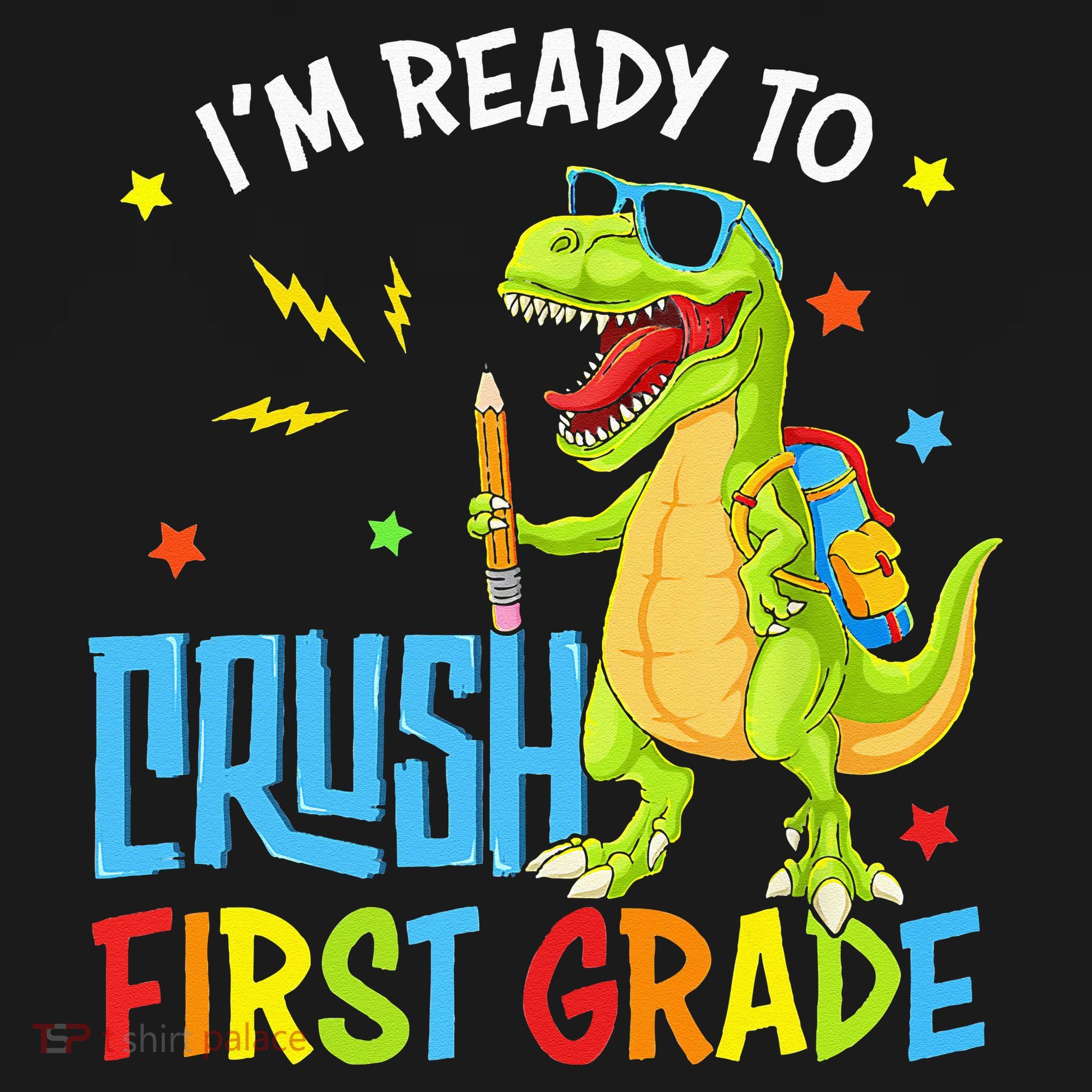 Back To School I'm Ready To Crush First Grade Dinosaur Polo