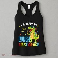 Back To School I'm Ready To Crush First Grade Dinosaur Women's Tank Top thumb 3