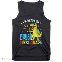 Back To School I'm Ready To Crush First Grade Dinosaur Tank Top thumb 0