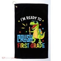 Back To School I'm Ready To Crush First Grade Dinosaur Golf Towel thumb 0