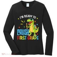 Back To School I'm Ready To Crush First Grade Dinosaur Women's Long Sleeve Shirt thumb 0