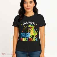 Back To School I'm Ready To Crush First Grade Dinosaur Women's T-Shirt thumb 4