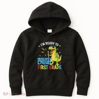 Back To School I'm Ready To Crush First Grade Dinosaur Kids Hoodie thumb 0