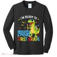 Back To School I'm Ready To Crush First Grade Dinosaur Kids Long Sleeve Shirt thumb 0