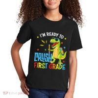 Back To School I'm Ready To Crush First Grade Dinosaur Kids T-Shirt thumb 2